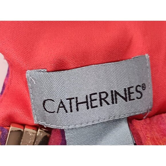 Catherines Women Maxi Dress Orange Red Paisley Sleeveless Stretch Lined Plus 2X - Picture 4 of 9